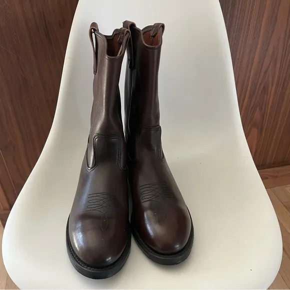 RED WING Men’s Leather Cowboy Work Boots Steel Toe Sz 10 D