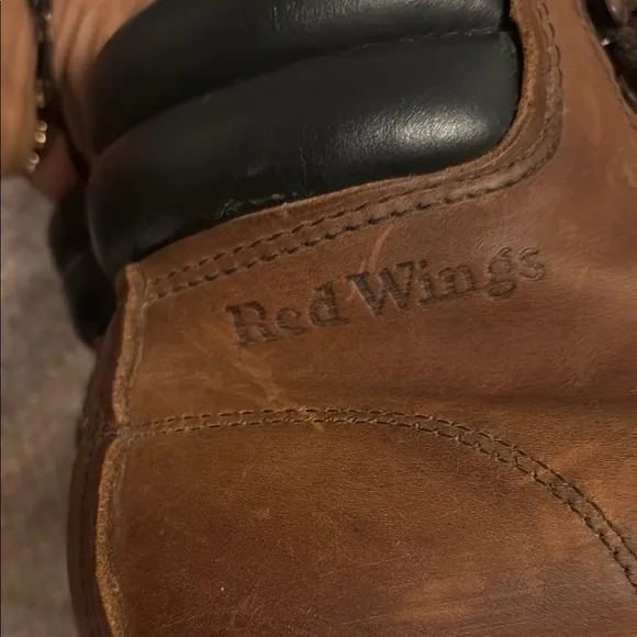 Red Wing Shoes Brown and Black Leather Boots with Rugged Sole