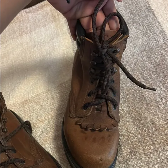 Red Wing Shoes Brown and Black Leather Boots with Rugged Sole