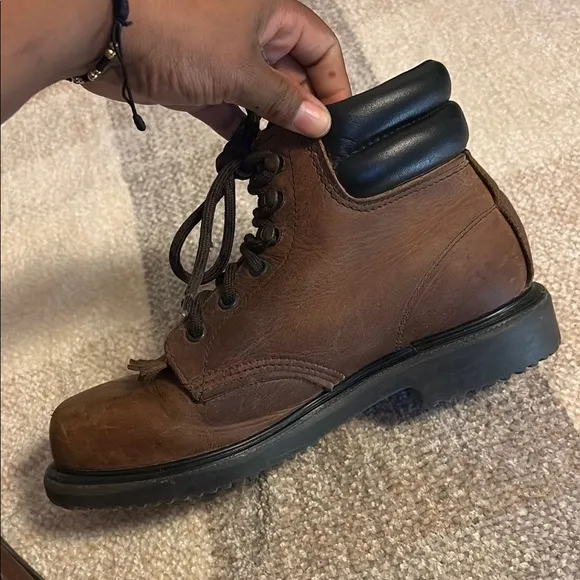 Red Wing Shoes Brown and Black Leather Boots with Rugged Sole