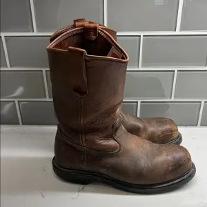 Red Wing Shoes Men's Brown Safety Toe Pull-On Leather Work Boots Men’s Size 9
