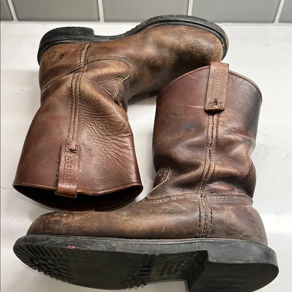 Red Wing Shoes Men's Brown Safety Toe Pull-On Leather Work Boots Men’s Size 9