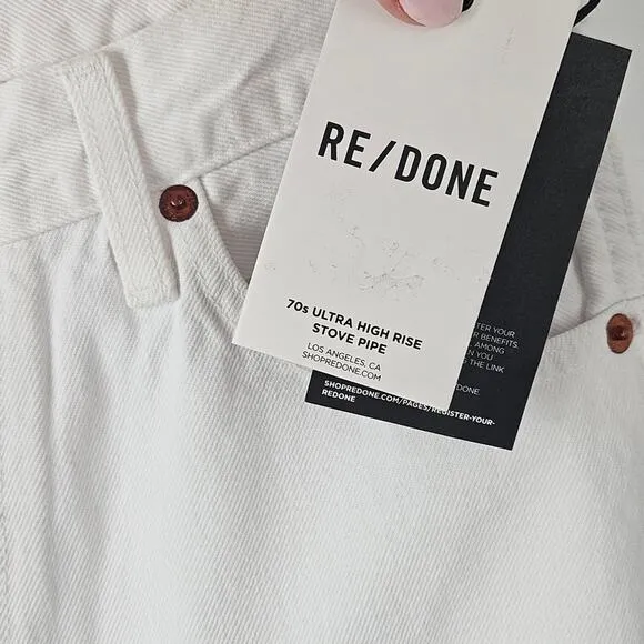 Re/Done 70s Stove Pipe Straight Leg Jeans Size 29 White New with Tag