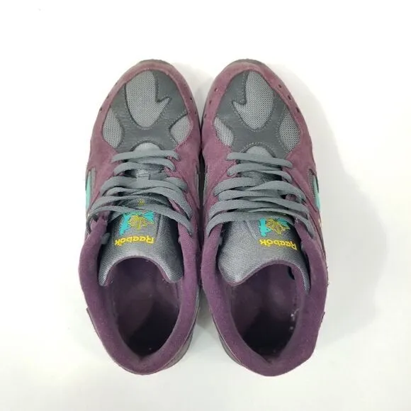 Reebok Aztrek Low Textile Trainer Sneakers (Purple, Grey, Teal, Yellow) Size 8.5
