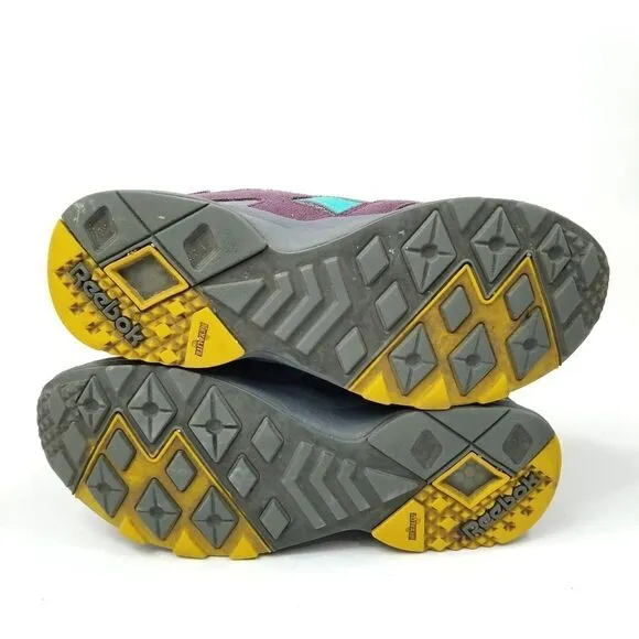Reebok Aztrek Low Textile Trainer Sneakers (Purple, Grey, Teal, Yellow) Size 8.5