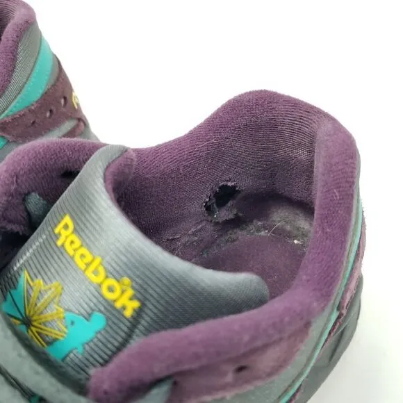 Reebok Aztrek Low Textile Trainer Sneakers (Purple, Grey, Teal, Yellow) Size 8.5