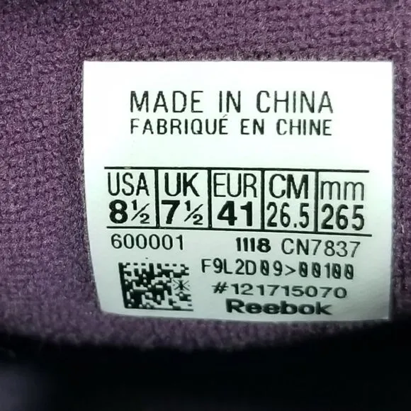 Reebok Aztrek Low Textile Trainer Sneakers (Purple, Grey, Teal, Yellow) Size 8.5