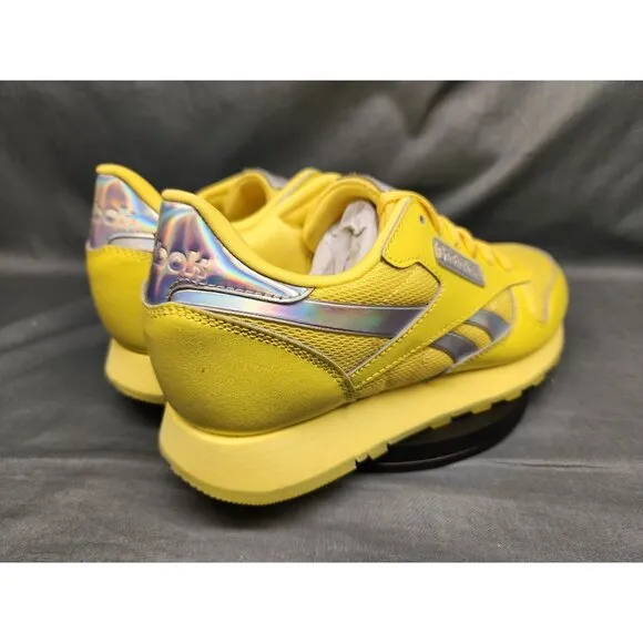 Reebok Girls Classic Leather Casual Sneakers Yellow Silver Size 5.5 NEW NO BOX!