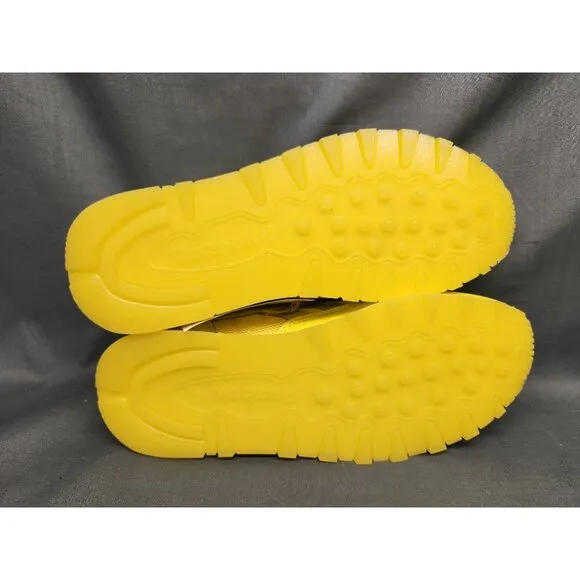 Reebok Girls Classic Leather Casual Sneakers Yellow Silver Size 5.5 NEW NO BOX!