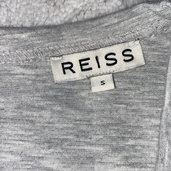 Reiss Camilla Dress in grey with asymmetrical ruffled hem excellent condition  S