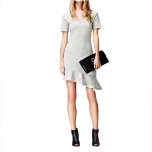 Reiss Camilla Dress in grey with asymmetrical ruffled hem excellent condition  S