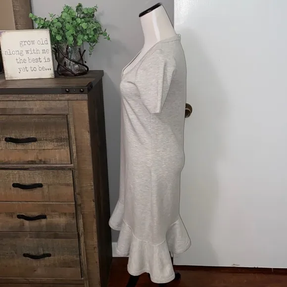 Reiss Camilla Dress in grey with asymmetrical ruffled hem excellent condition  S