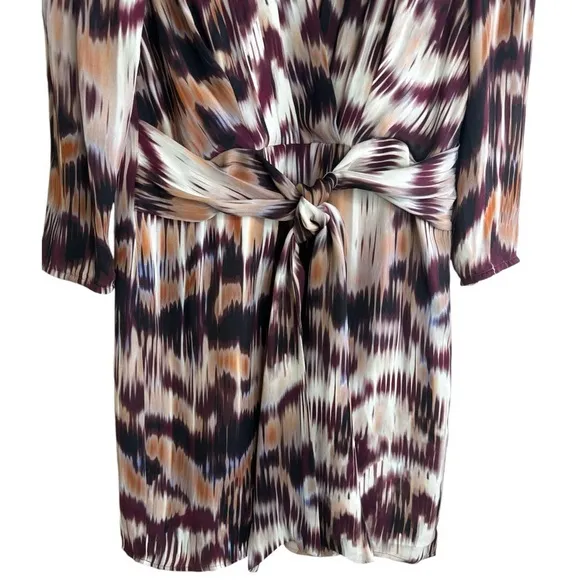 Reiss Orla Ikat Print Deep V Mini Dress Size: 10