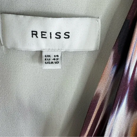 Reiss Orla Ikat Print Deep V Mini Dress Size: 10