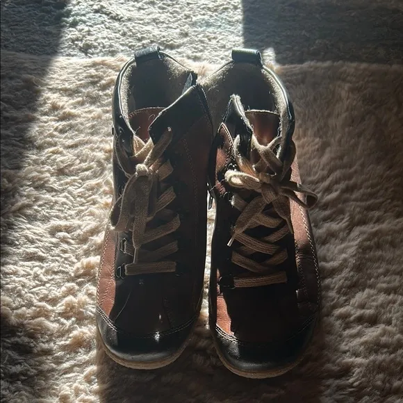 Remonte Brown and Black Lace Up Boots with Durable Sole