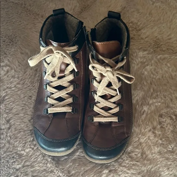 Remonte Brown and Black Lace Up Boots with Durable Sole