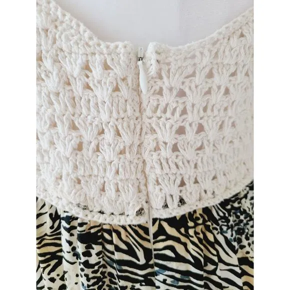 Revolve Torn by Ronny Kobo Women Maxi Dress Size Small Crochet Animal Print