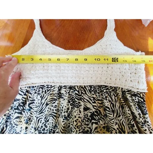 Revolve Torn by Ronny Kobo Women Maxi Dress Size Small Crochet Animal Print
