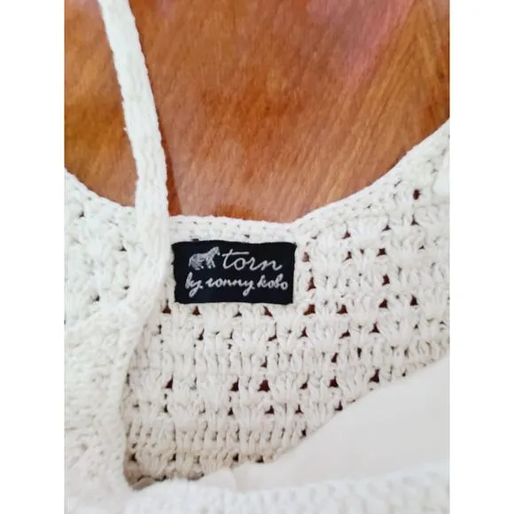 Revolve Torn by Ronny Kobo Women Maxi Dress Size Small Crochet Animal Print