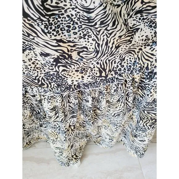 Revolve Torn by Ronny Kobo Women Maxi Dress Size Small Crochet Animal Print