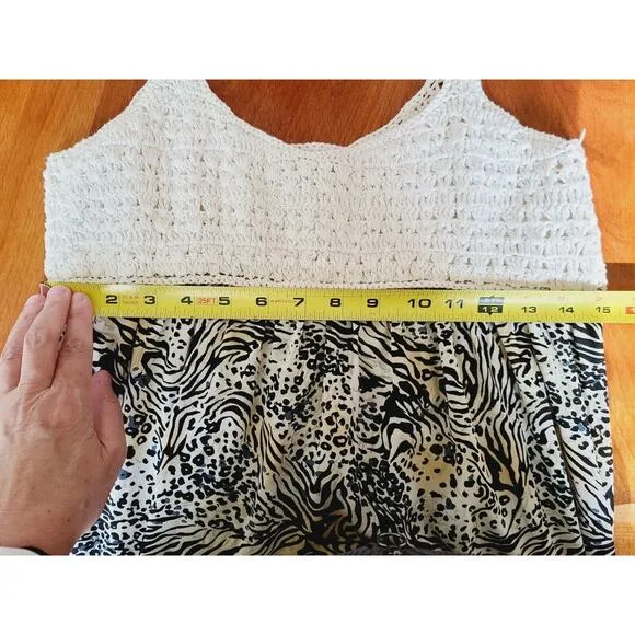 Revolve Torn by Ronny Kobo Women Maxi Dress Size Small Crochet Animal Print