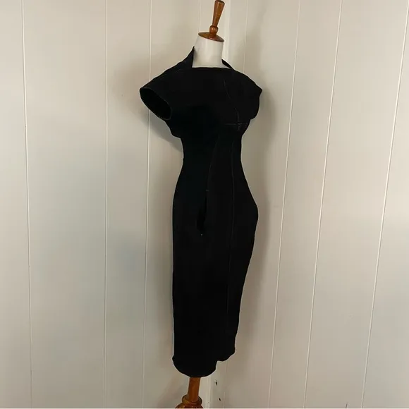Rick Owens DRKSHDW 16 Denim Short Raglan Dolman Midi Dress