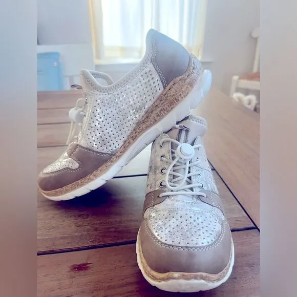 Rieker Women's Beige and Brown Casual Shoes; Size 38/7.5