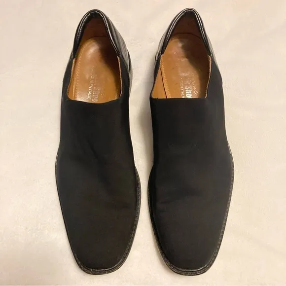 Right Bank Shoe Co Homme Men’s 9M Black Elastic Loafer Tuxedo Shoes Stretch Flat