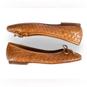 Roan by Bed Stu Nataly Woven Flat 9.5 NEW in box Tan Leather