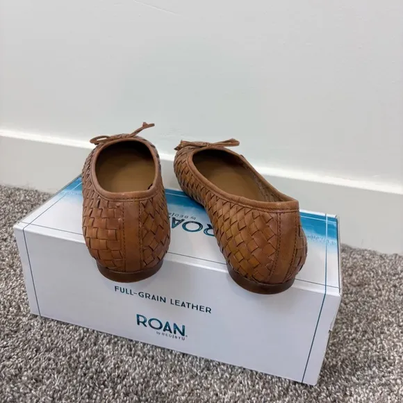 Roan by Bed Stu Nataly Woven Flat 9.5 NEW in box Tan Leather