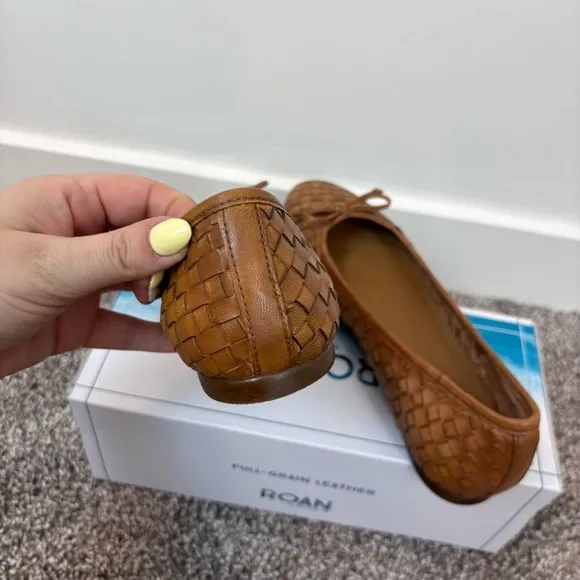 Roan by Bed Stu Nataly Woven Flat 9.5 NEW in box Tan Leather