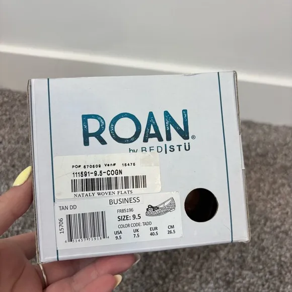 Roan by Bed Stu Nataly Woven Flat 9.5 NEW in box Tan Leather