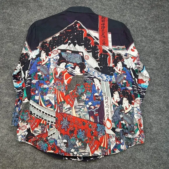 Robert Graham Men's 3XL Dragon Boat Geisha AOP Long Sleeve Shirt