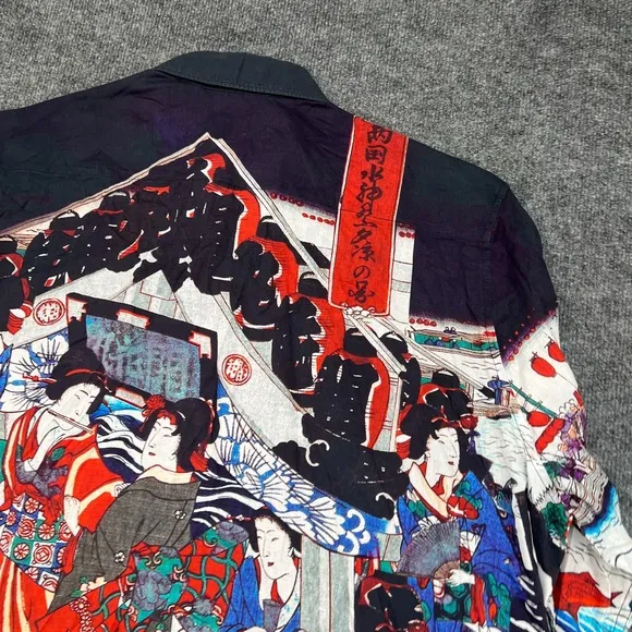 Robert Graham Men's 3XL Dragon Boat Geisha AOP Long Sleeve Shirt
