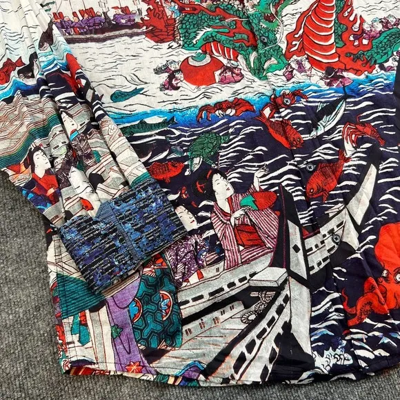 Robert Graham Men's 3XL Dragon Boat Geisha AOP Long Sleeve Shirt