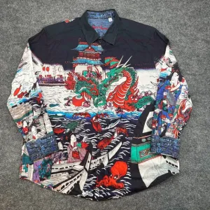 Robert Graham Men's 3XL Dragon Boat Geisha AOP Long Sleeve Shirt