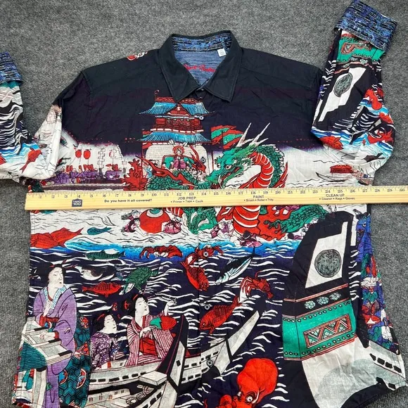 Robert Graham Men's 3XL Dragon Boat Geisha AOP Long Sleeve Shirt