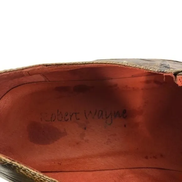Robert Wayne Brown Leather Slip On Loafer Dress Shoes Square Toe