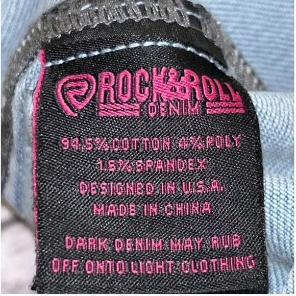 Rock and Roll Denim Light Wash Studded Fringe Denim Jacket