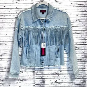 Rock and Roll Denim Light Wash Studded Fringe Denim Jacket