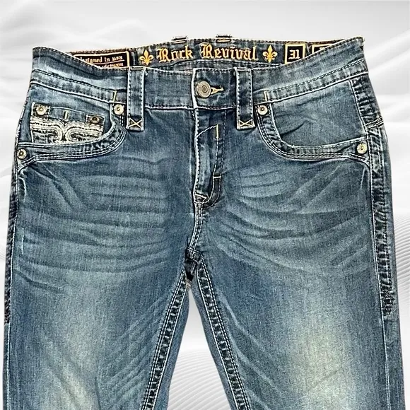 Rock Revival Kaelen 31X32 Alt Straight Fleur Jean Thick Stitch Flap Pocket