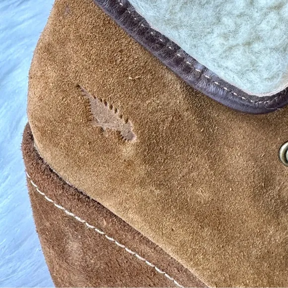 Rocket Dog Bonfire Tan Suede Lace-Up Wedge Boots with Faux Shearling Lining