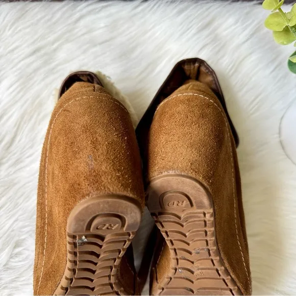 Rocket Dog Bonfire Tan Suede Lace-Up Wedge Boots with Faux Shearling Lining