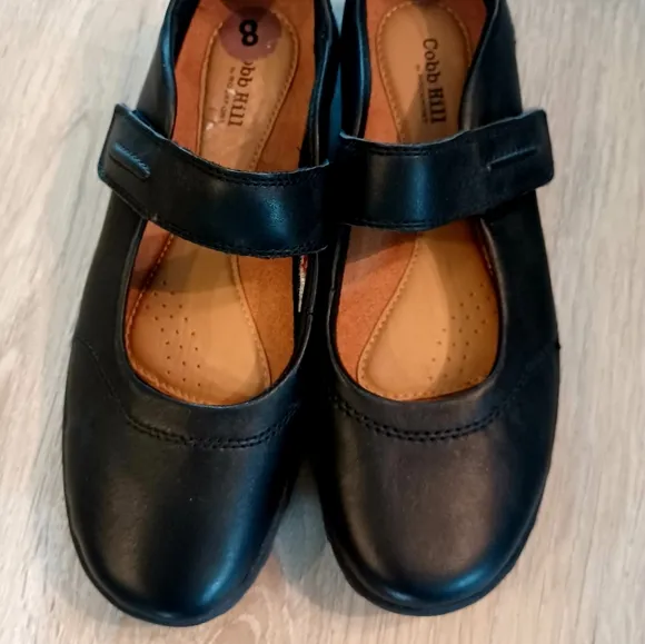 Rockport Cobb Hill Collection Mary Jane Flat  Leather Upper Shoes Black Size 8