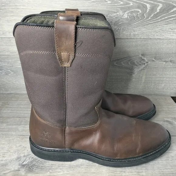 Rocky Wellington Warden Work Boots Mens Size 14 Brown Leather Cowboy Western