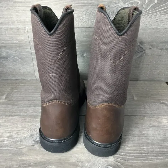 Rocky Wellington Warden Work Boots Mens Size 14 Brown Leather Cowboy Western
