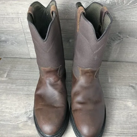 Rocky Wellington Warden Work Boots Mens Size 14 Brown Leather Cowboy Western