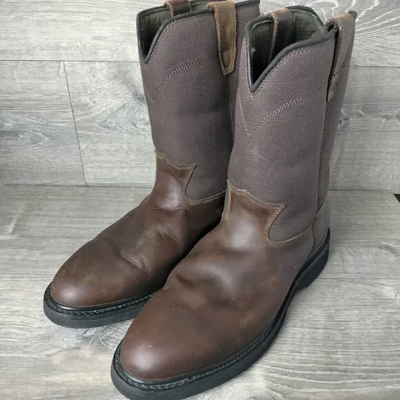 Rocky Wellington Warden Work Boots Mens Size 14 Brown Leather Cowboy Western