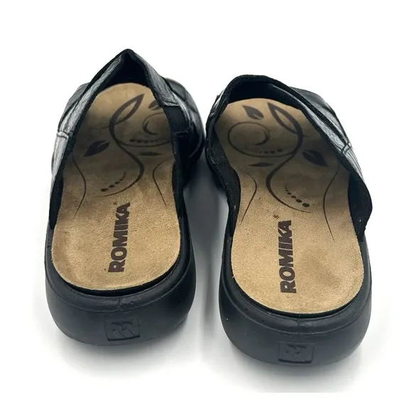 Romika Ibiza Wellness‎ Slip On Sandal Black Leather Women's Size 37 US 6.5