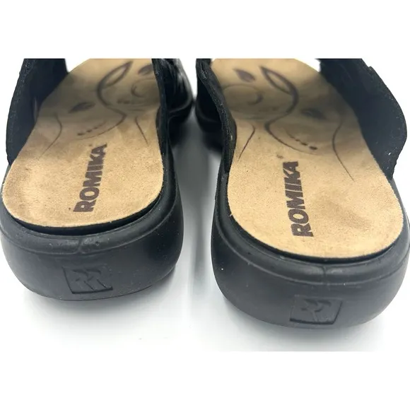 Romika Ibiza Wellness‎ Slip On Sandal Black Leather Women's Size 37 US 6.5